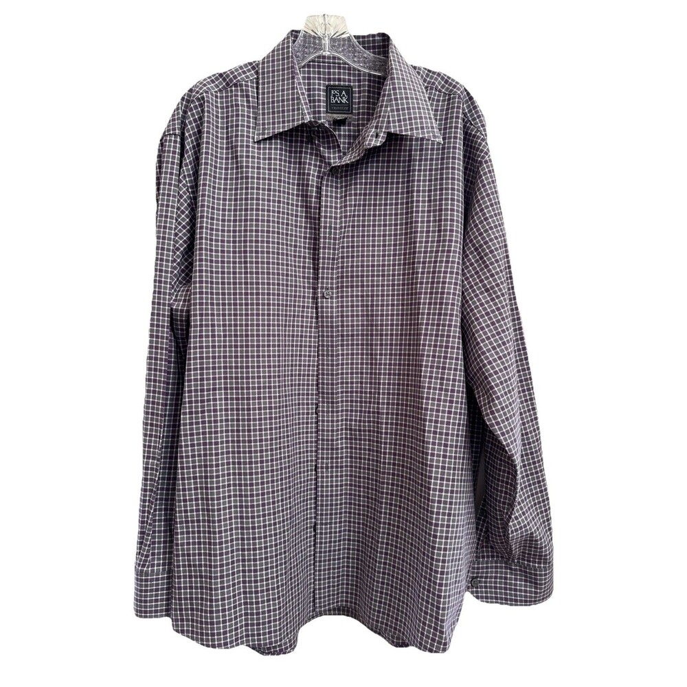 Jos A Bank Shirt Men X-large Traveler Travel Tech Tailored Fit Purple Gray
